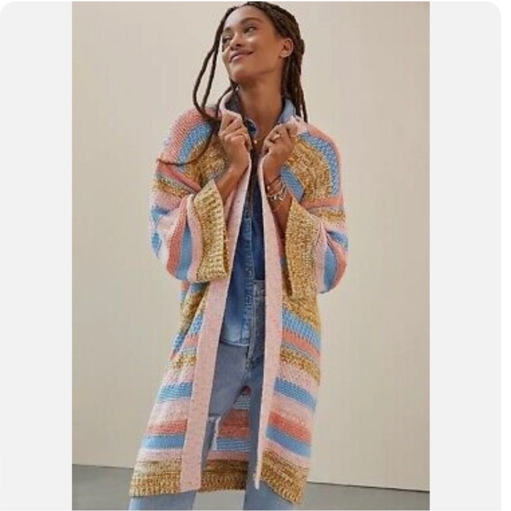 Anthropologie Textured Striped Cardigan